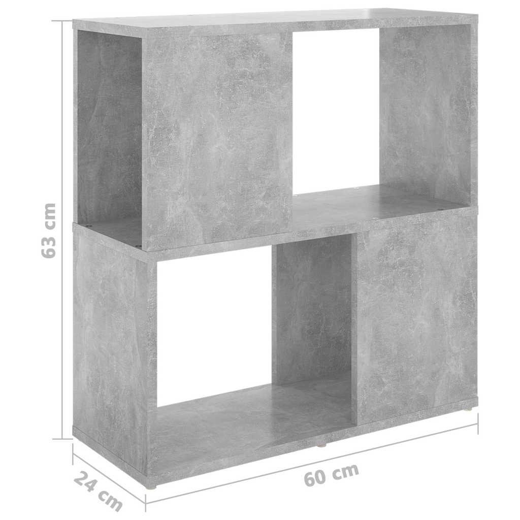 809066 vidaXL Book Cabinet Concrete Grey 60x24x63 cm Engineered Wood
