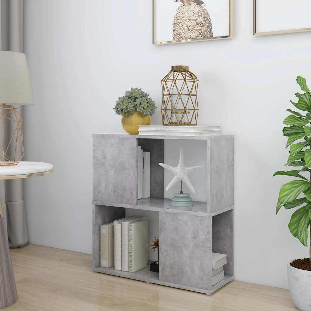 809066 vidaXL Book Cabinet Concrete Grey 60x24x63 cm Engineered Wood