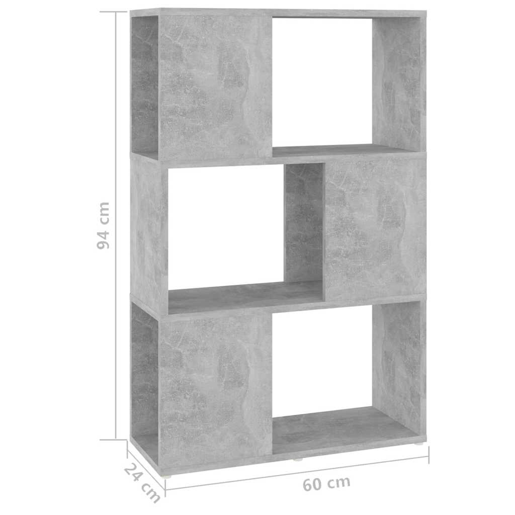 809075 vidaXL Book Cabinet Room Divider Concrete Grey 60x24x94 cm Engineered Wood