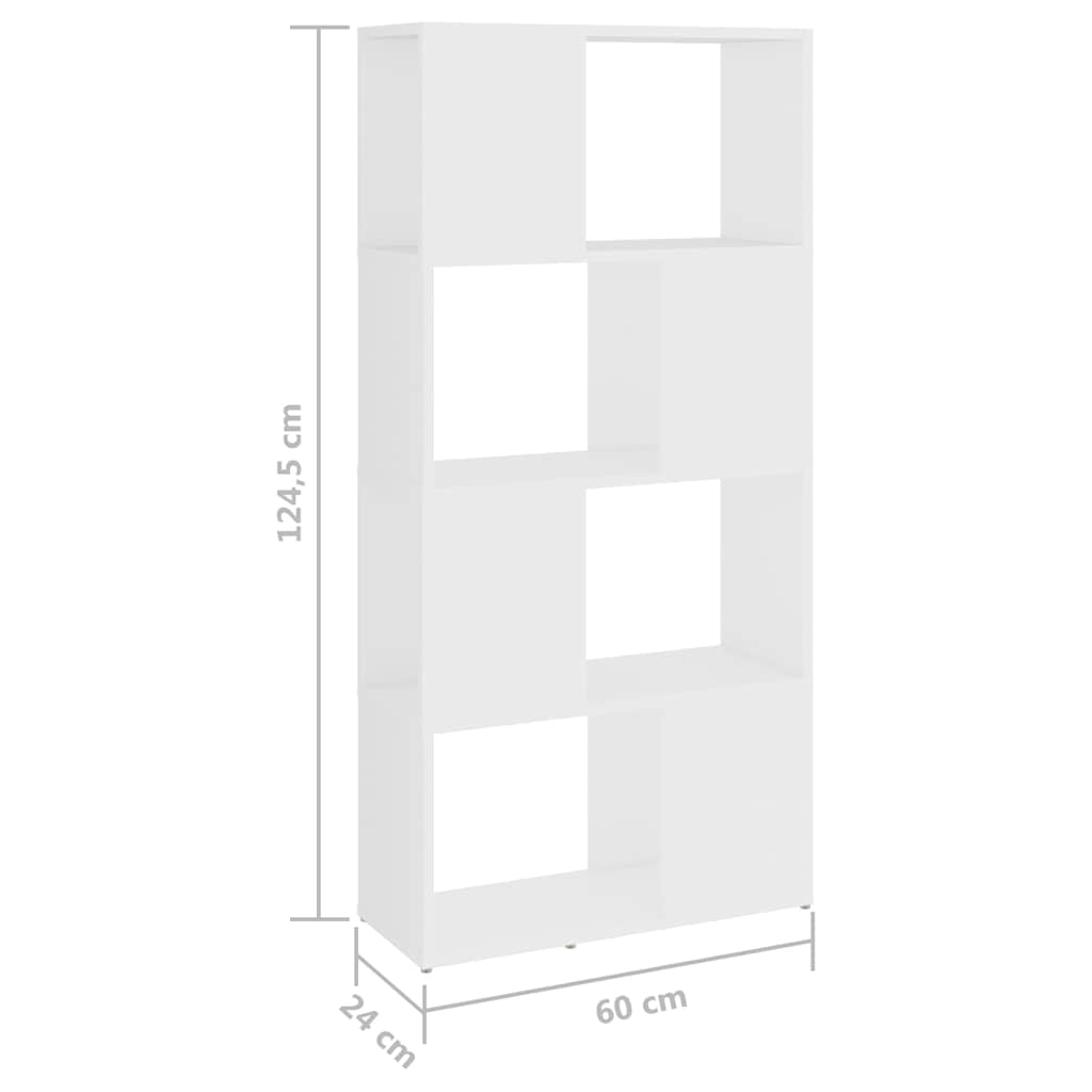 809080 vidaXL Book Cabinet Room Divider White 60x24x124,5 cm Engineered Wood