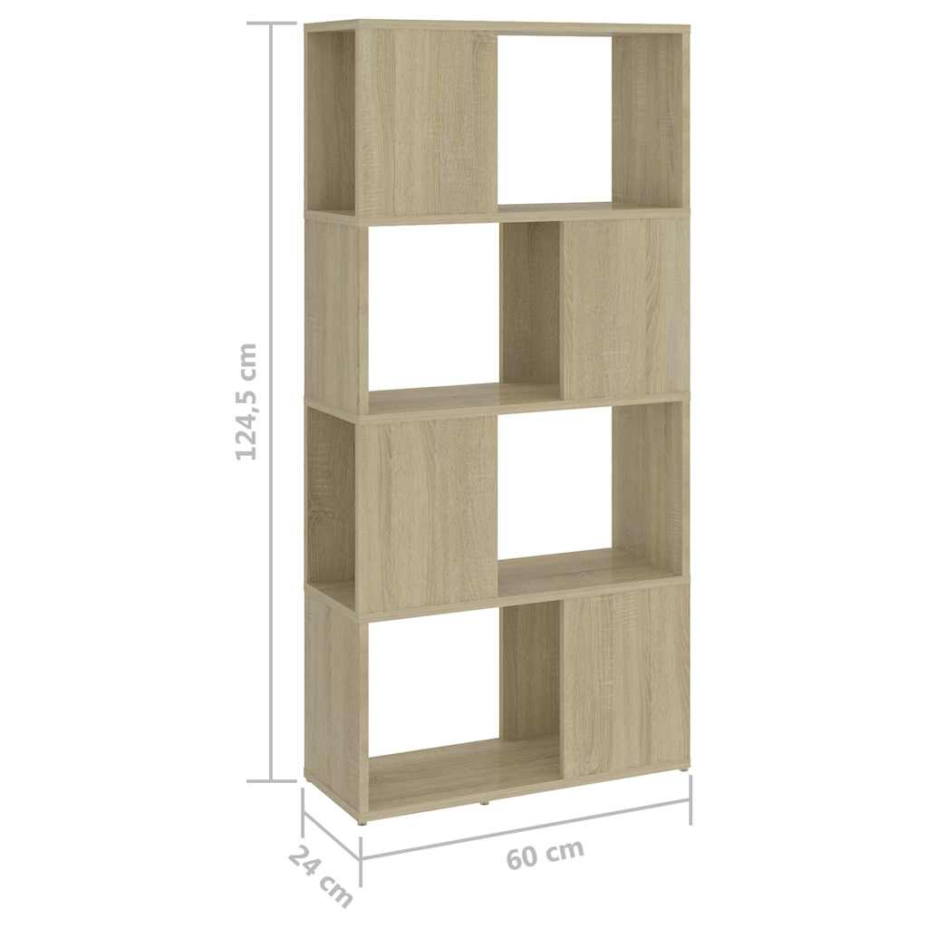 Book Cabinet Room Divider Sonoma Oak 60x24x124.5 cm