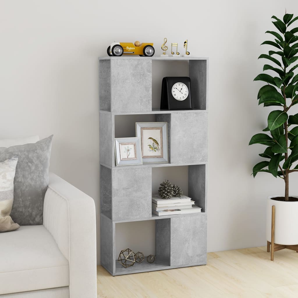 Book Cabinet Room Divider | Concrete grey | Engineered wood | Medium