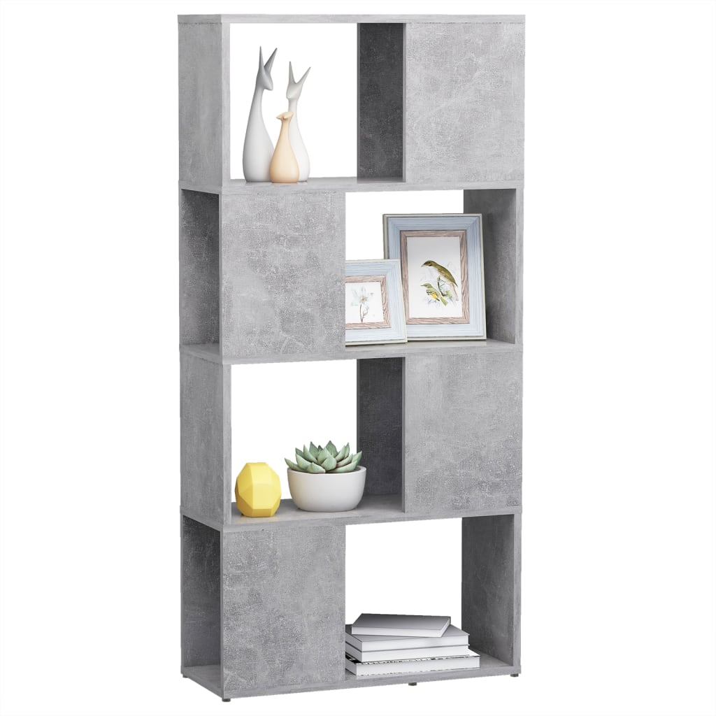 Book Cabinet Room Divider | Concrete grey | Engineered wood | Medium
