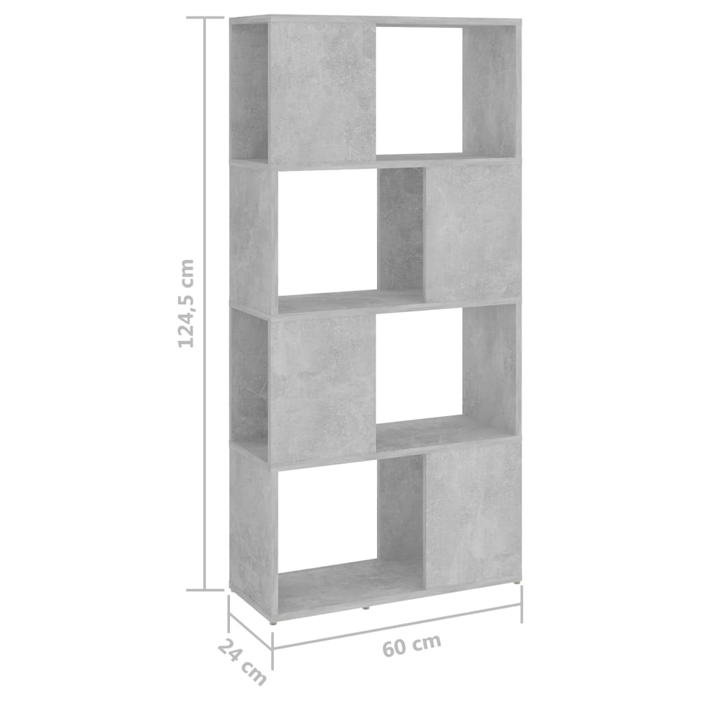 Book Cabinet Room Divider | Concrete grey | Engineered wood | Medium