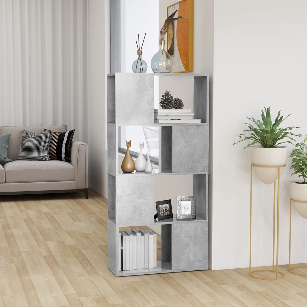 Book Cabinet Room Divider | Concrete grey | Engineered wood | Medium