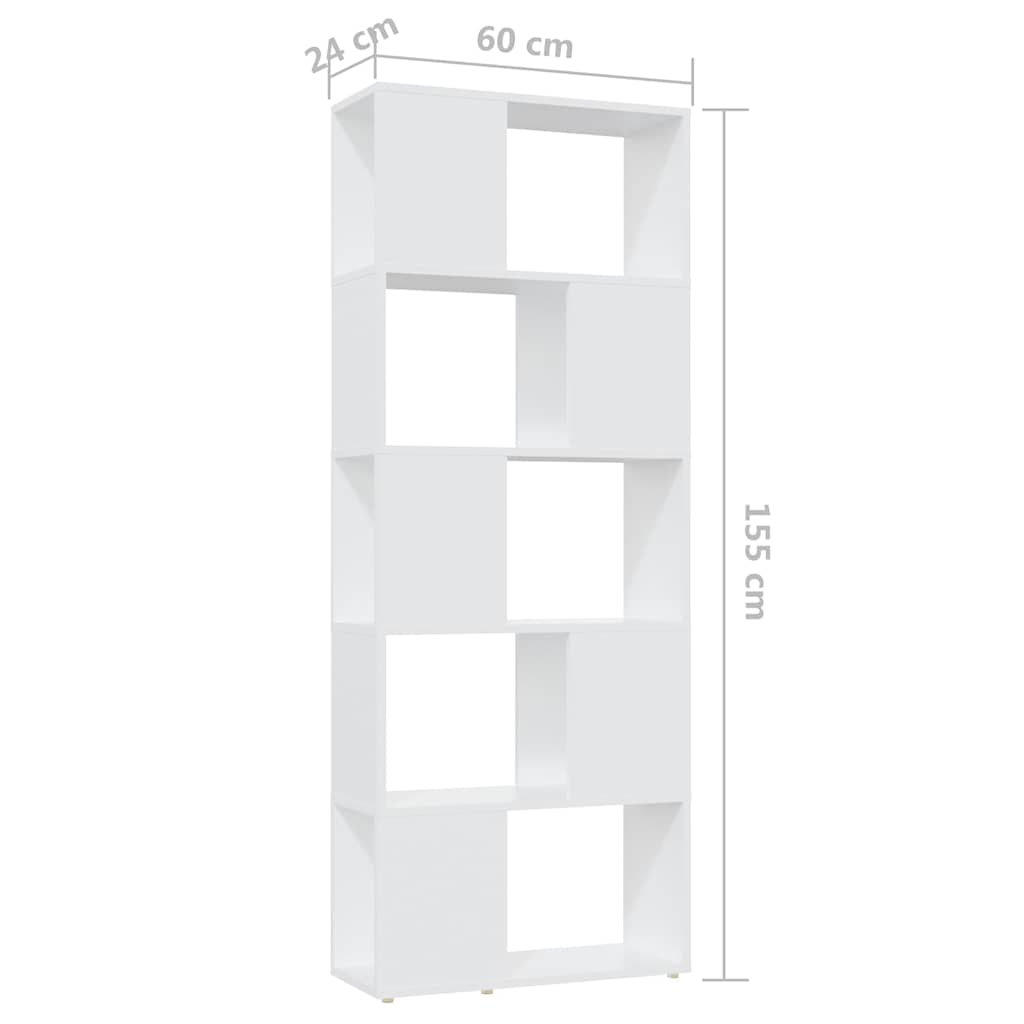 809089 vidaXL Book Cabinet Room Divider White 60x24x155 cm Engineered Wood