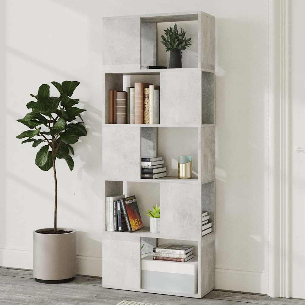 809093 vidaXL Book Cabinet Room Divider Concrete Grey 60x24x155 cm