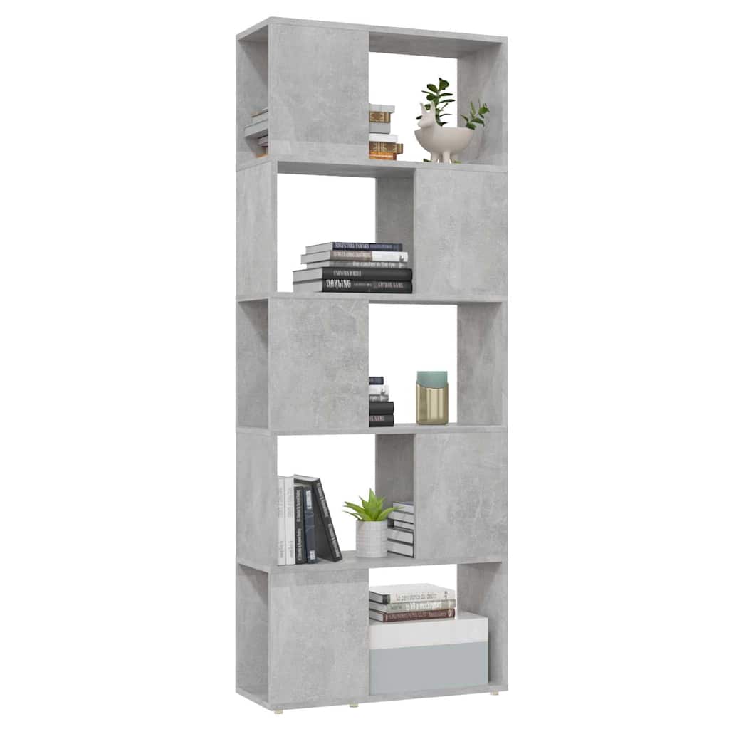809093 vidaXL Book Cabinet Room Divider Concrete Grey 60x24x155 cm