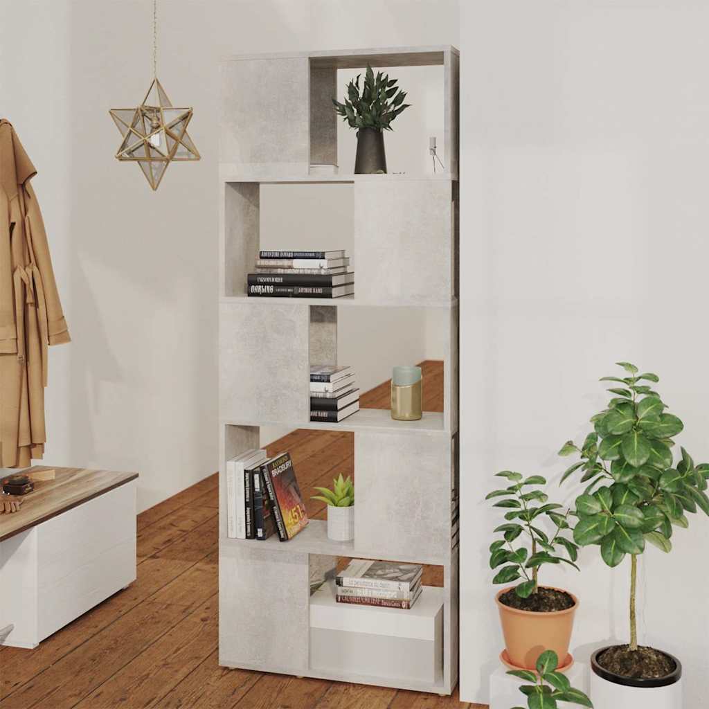 809093 vidaXL Book Cabinet Room Divider Concrete Grey 60x24x155 cm
