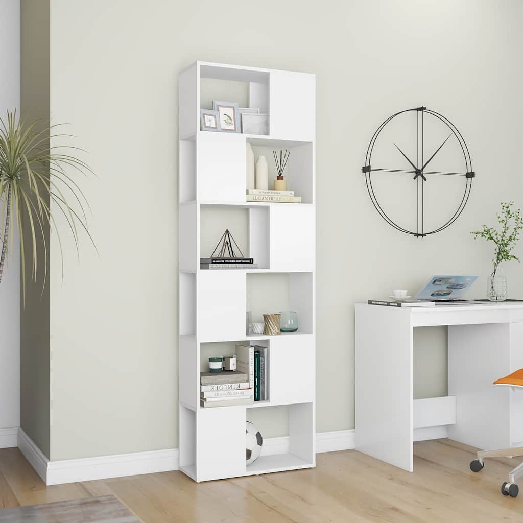 809098 vidaXL Book Cabinet Room Divider White 60x24x186 cm