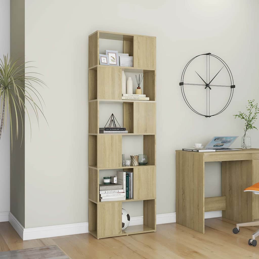 Book Cabinet Room Divider Sonoma Oak 60x24x186 cm