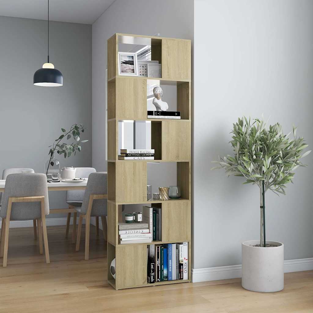 Book Cabinet Room Divider Sonoma Oak 60x24x186 cm