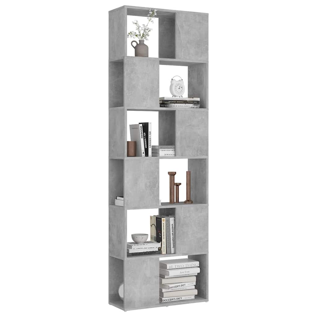 809102 vidaXL Book Cabinet Room Divider Concrete Grey 60x24x186 cm Engineered Wood