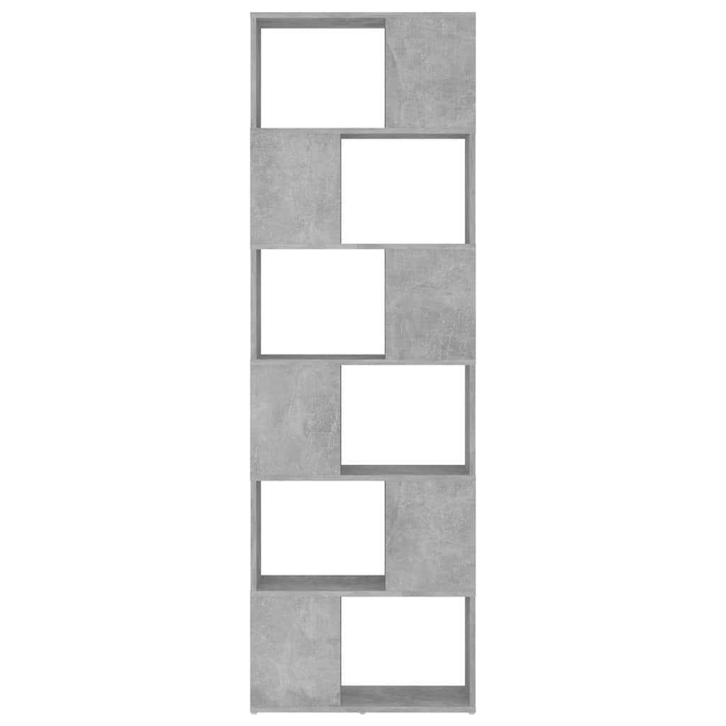 809102 vidaXL Book Cabinet Room Divider Concrete Grey 60x24x186 cm Engineered Wood