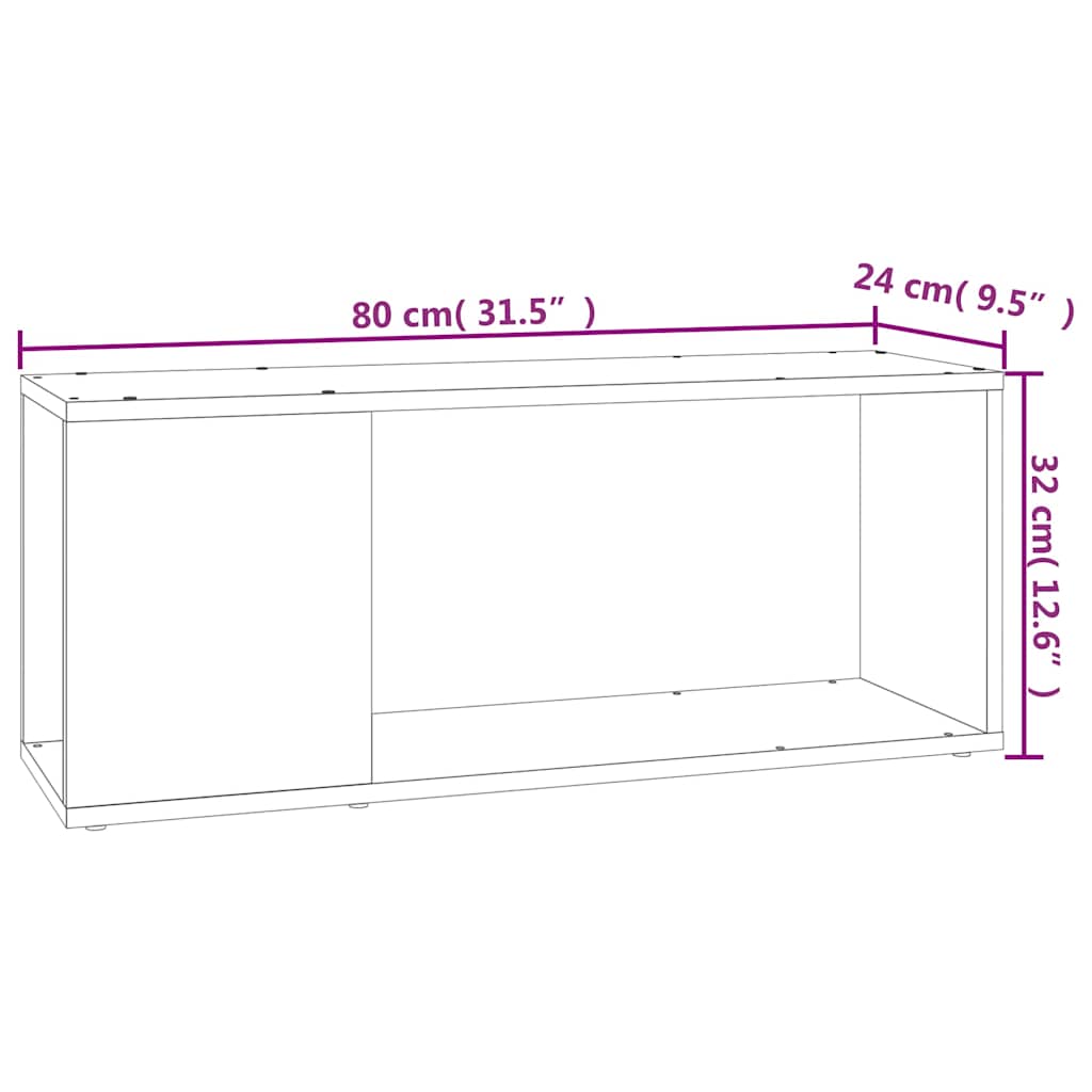809107 vidaXL TV Cabinet White 80x24x32 cm Engineered Wood