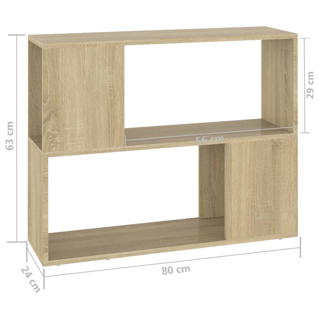 809119 vidaXL TV Cabinet Sonoma Oak 80x24x63 cm Engineered Wood