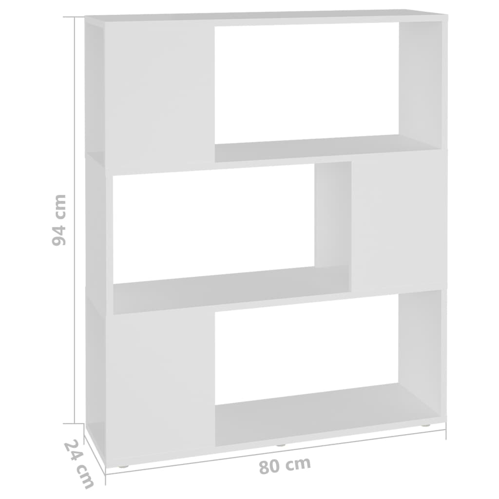 809125 vidaXL Book Cabinet Room Divider White 80x24x94 cm Engineered Wood