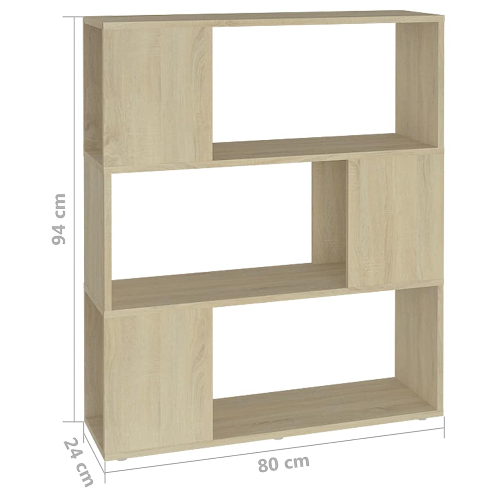 Book Cabinet Room Divider Sonoma Oak 80x24x94cm Engineered Wood