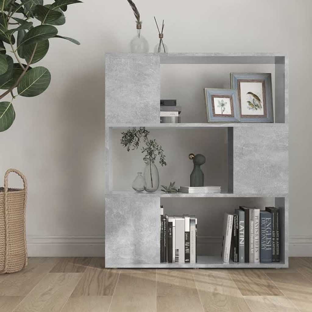 809129 vidaXL Book Cabinet Room Divider Concrete Grey 80x24x94 cm Engineered Wood