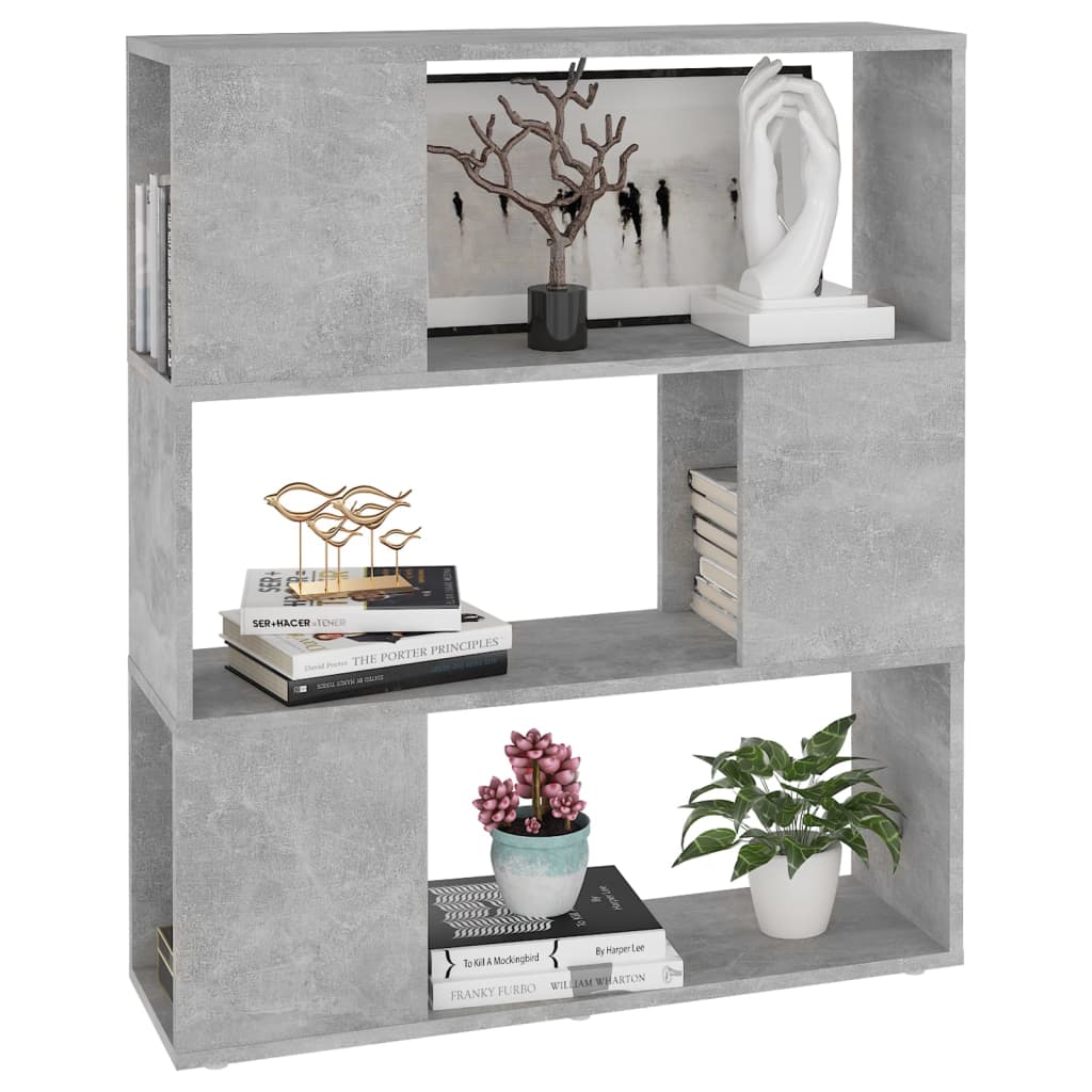 Book Cabinet Room Divider Concrete Grey 80x24x94 cm Engineered Wood