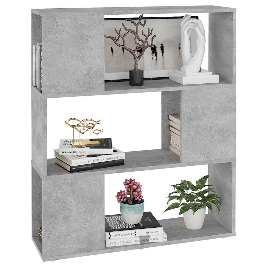 809129 vidaXL Book Cabinet Room Divider Concrete Grey 80x24x94 cm Engineered Wood
