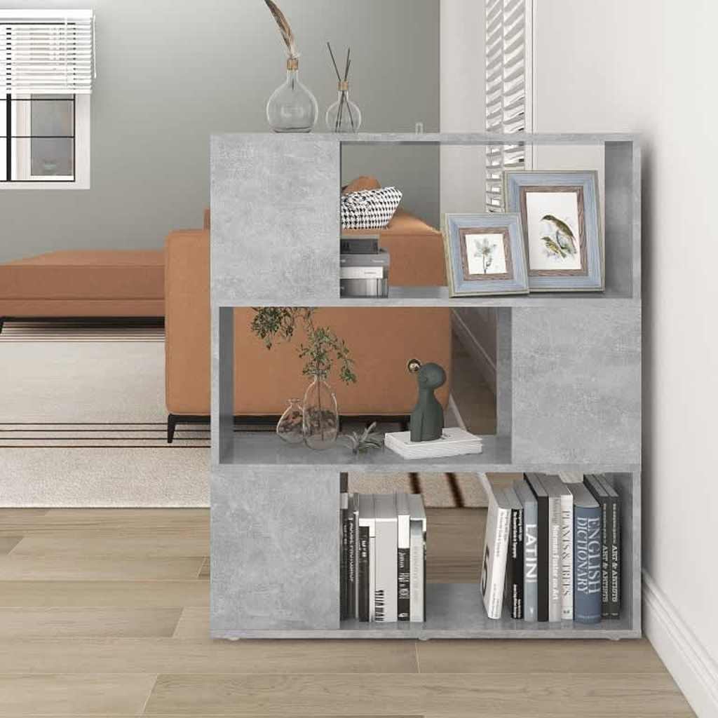 809129 vidaXL Book Cabinet Room Divider Concrete Grey 80x24x94 cm Engineered Wood