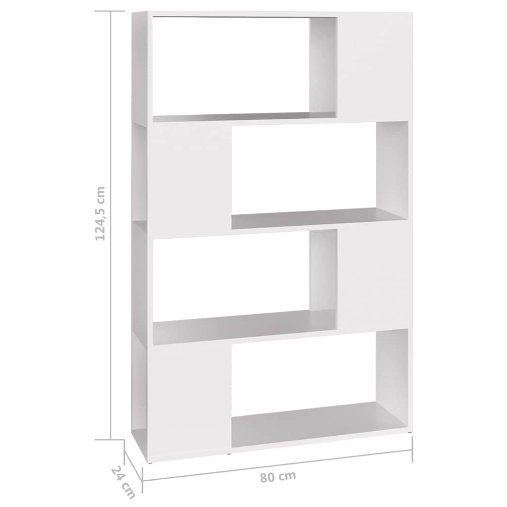 809134 vidaXL Book Cabinet Room Divider White 80x24x124,5 cm Engineered Wood
