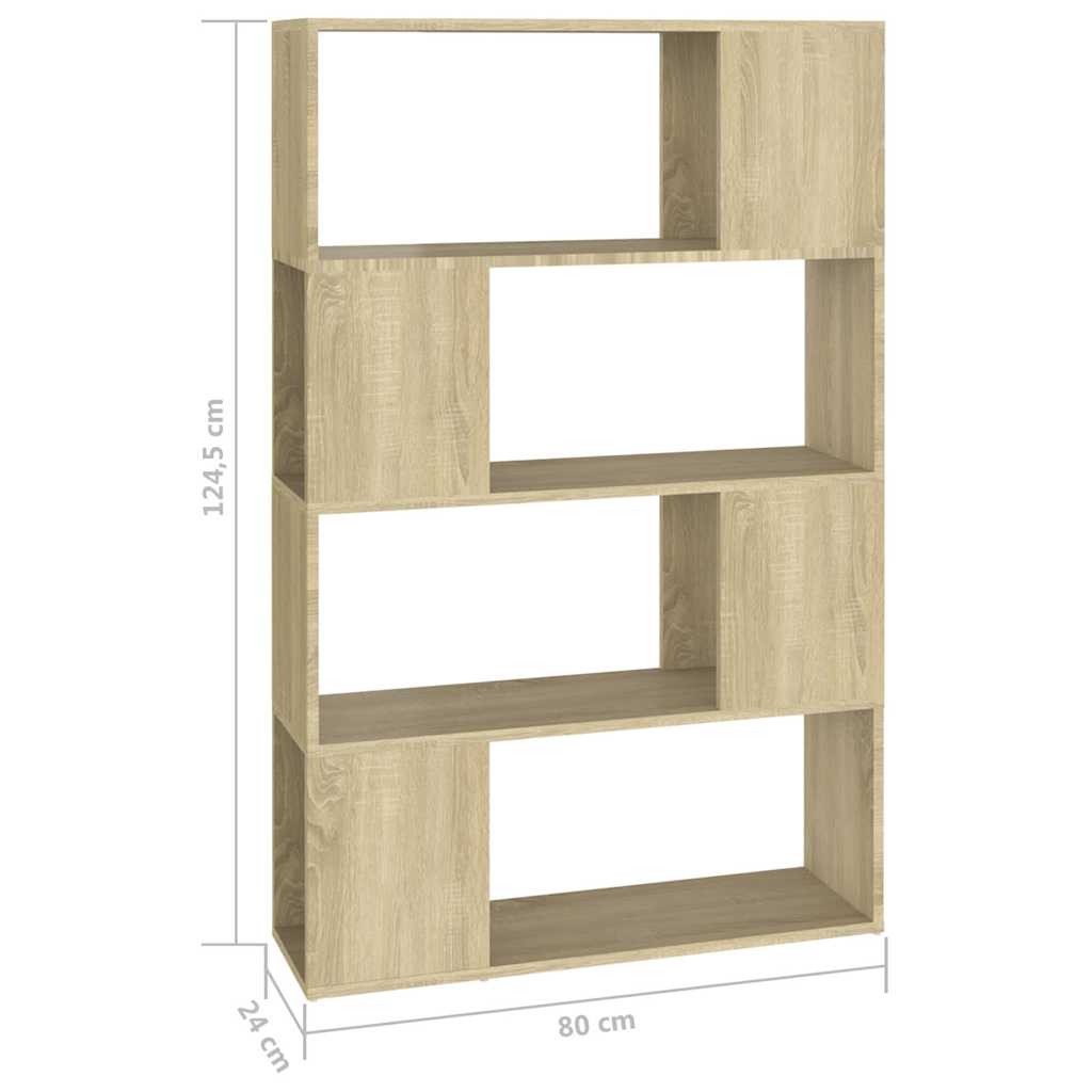 Book Cabinet Room Divider Sonoma Oak 80x24x124.5 cm