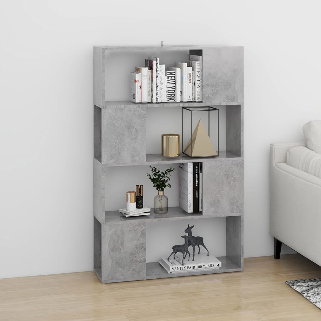 809138 vidaXL Book Cabinet Room Divider Concrete Grey 80x24x124,5cm Engineered Wood