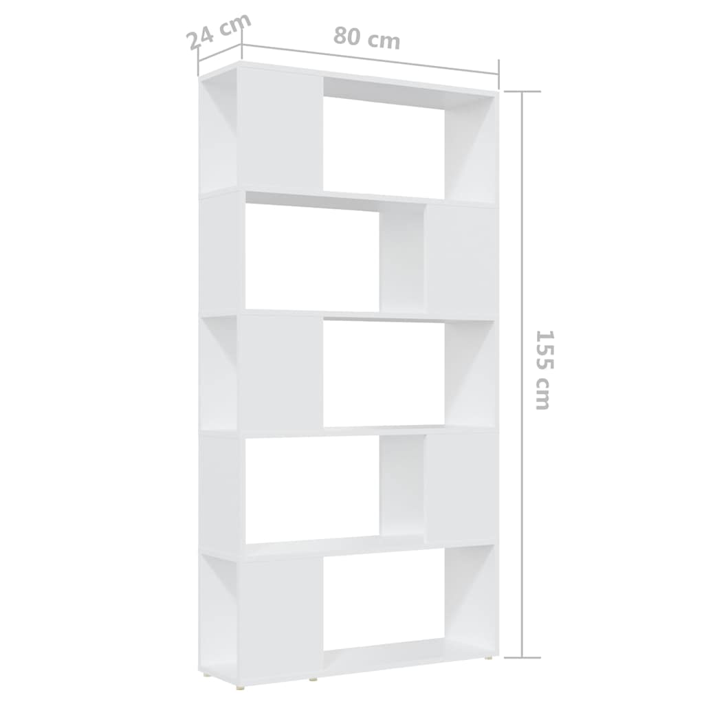 809143 vidaXL Book Cabinet Room Divider White 80x24x155 cm Engineered Wood