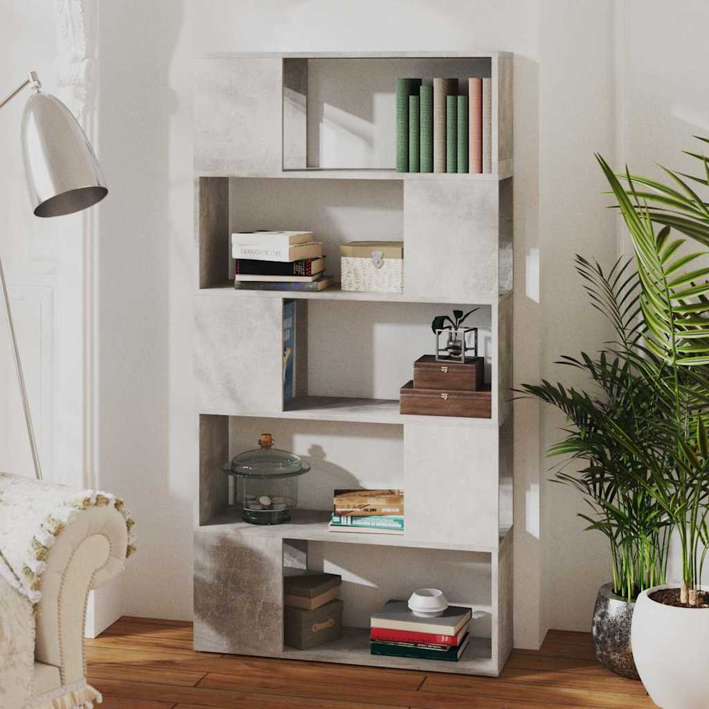 809147 vidaXL Book Cabinet Room Divider Concrete Grey 80x24x155 cm Engineered Wood