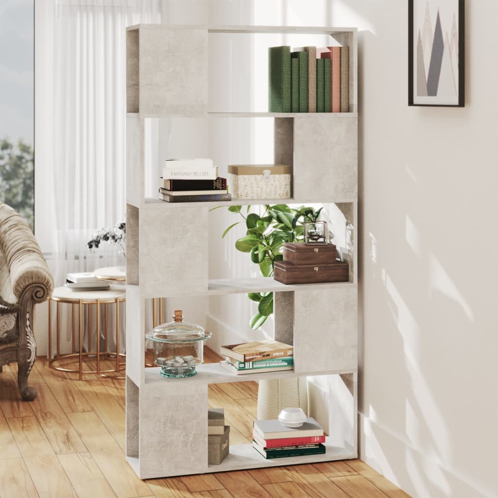 809147 vidaXL Book Cabinet Room Divider Concrete Grey 80x24x155 cm Engineered Wood