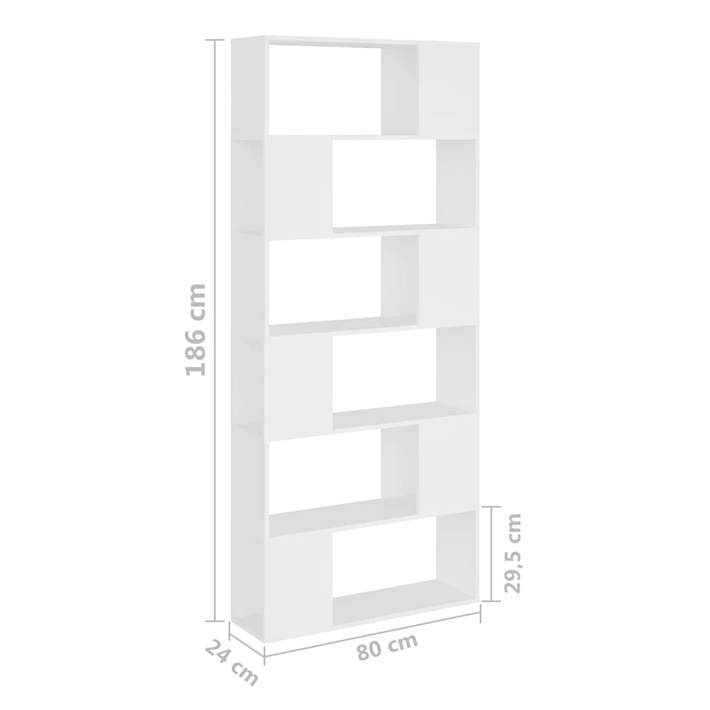 809152 vidaXL Book Cabinet Room Divider White 80x24x186 cm Engineered Wood