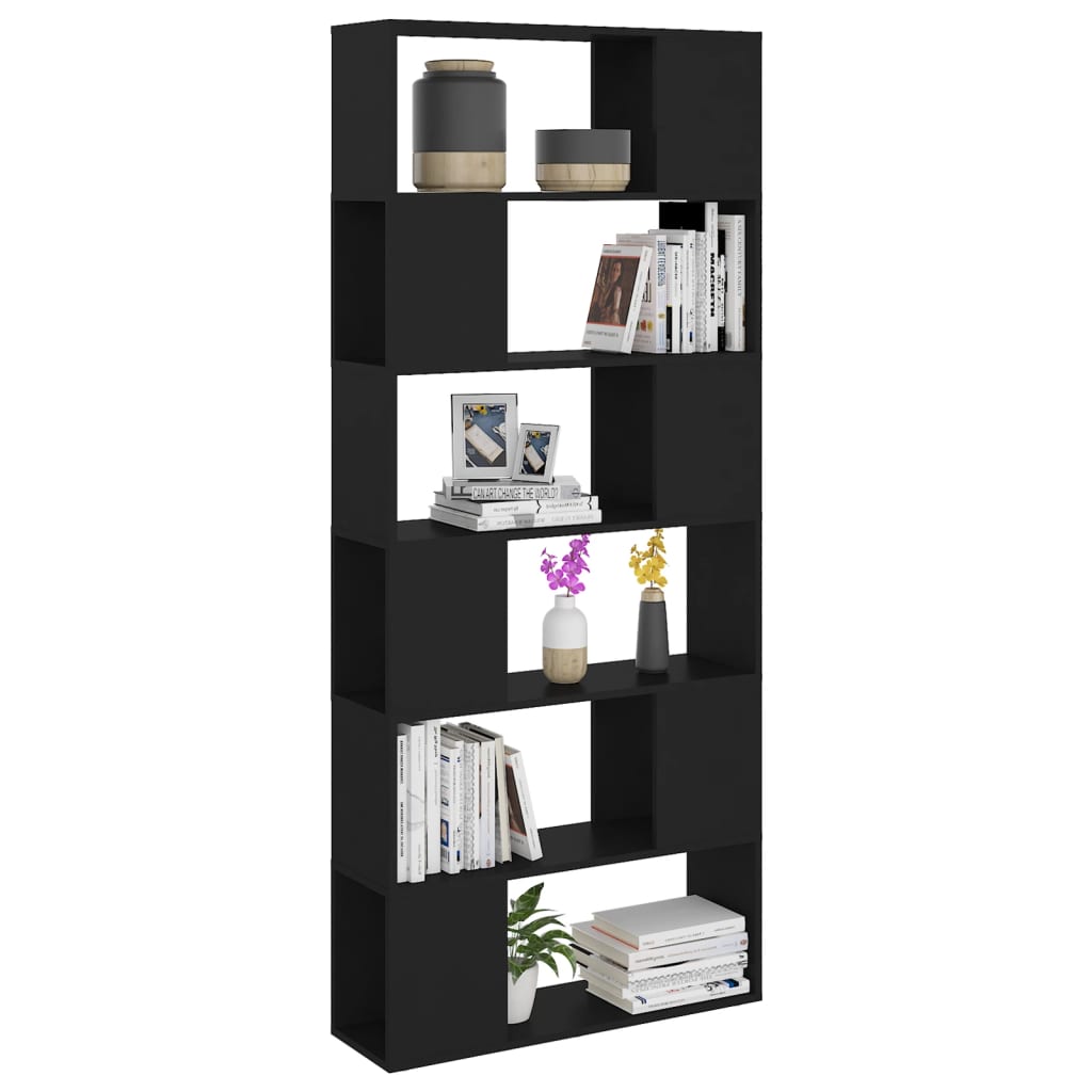 vidaXL Book Cabinet Room Divider Black 80x24x186 cm Engineered Wood