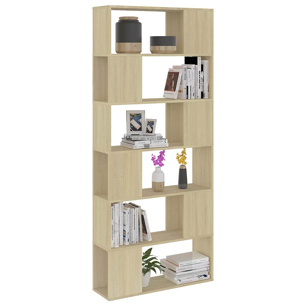 Book Cabinet Room Divider Sonoma Oak 80x24x186 cm