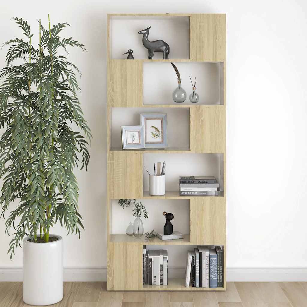 Book Cabinet Room Divider Sonoma Oak 80x24x186 cm