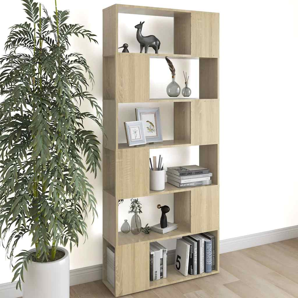 Book Cabinet Room Divider Sonoma Oak 80x24x186 cm