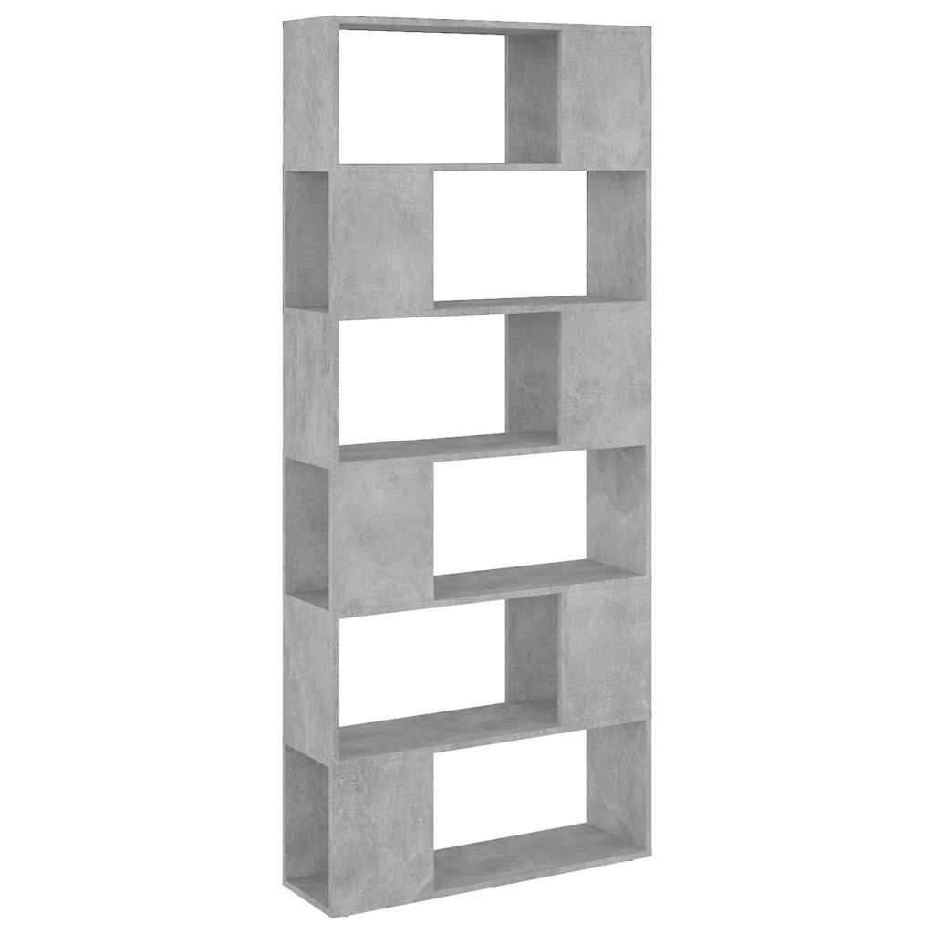 809156 vidaXL Book Cabinet Room Divider Concrete Grey 80x24x186 cm Engineered Wood