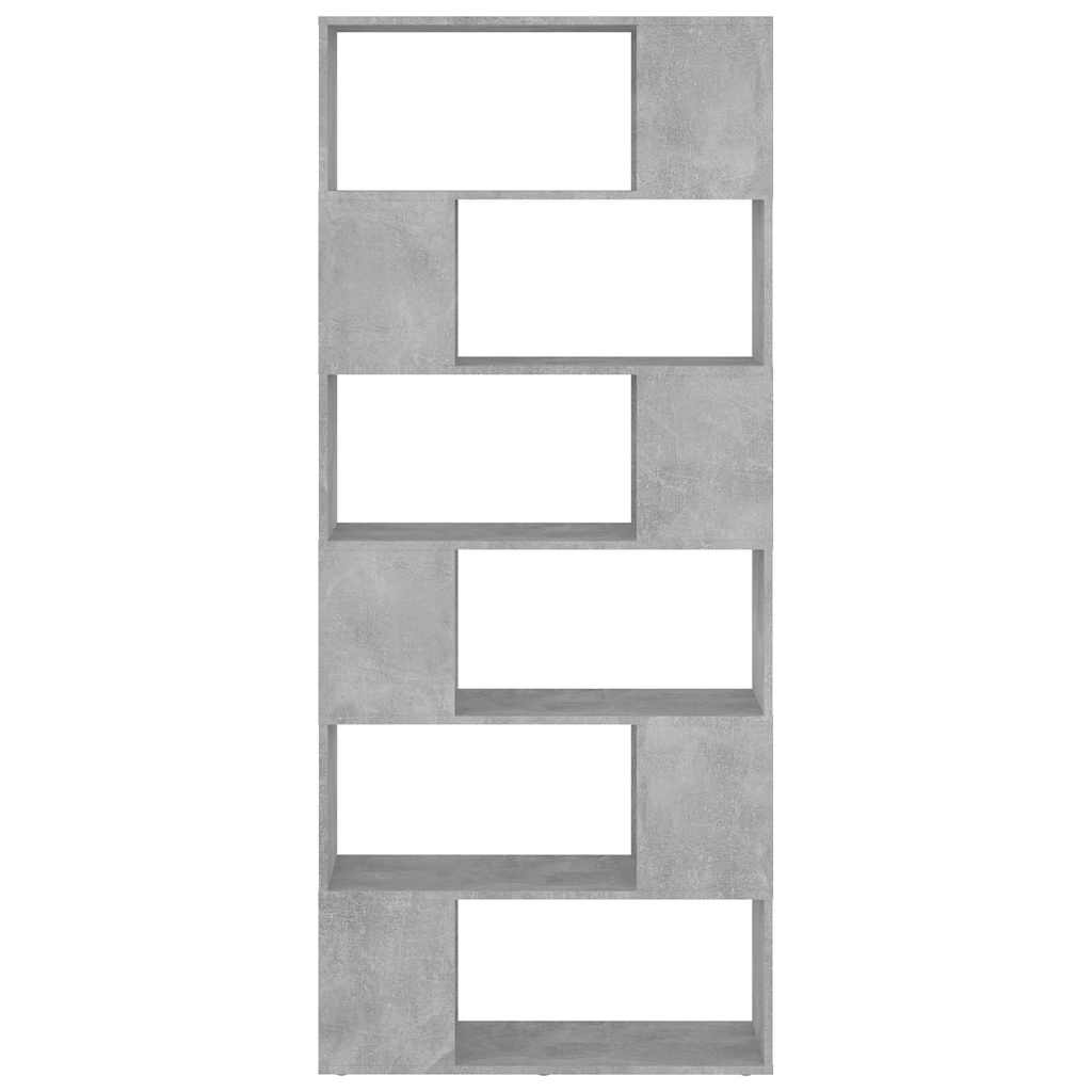 809156 vidaXL Book Cabinet Room Divider Concrete Grey 80x24x186 cm Engineered Wood