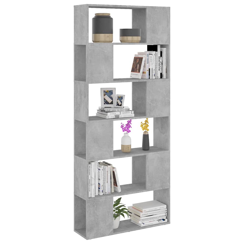809156 vidaXL Book Cabinet Room Divider Concrete Grey 80x24x186 cm Engineered Wood