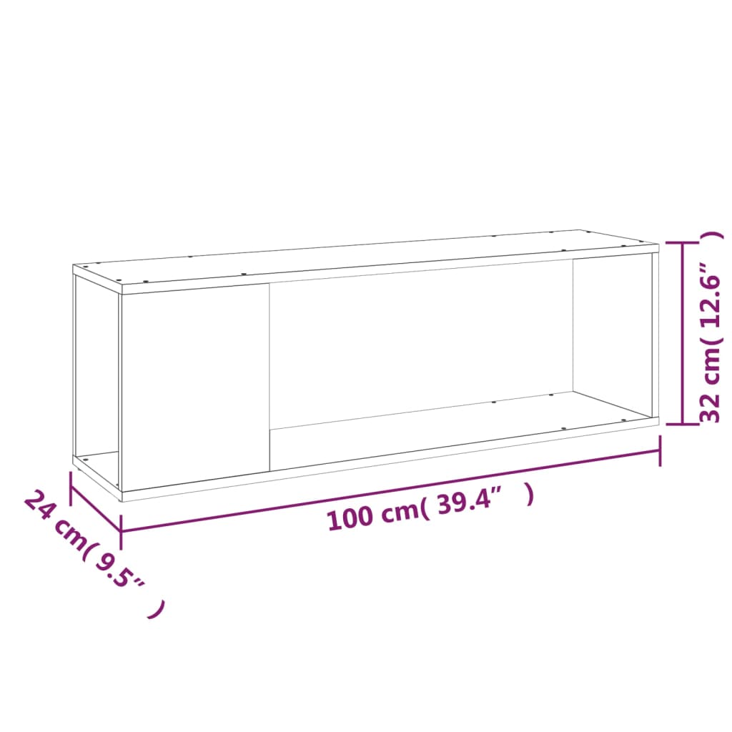 vidaXL TV Cabinet Grey 100x24x32 cm Engineered Wood