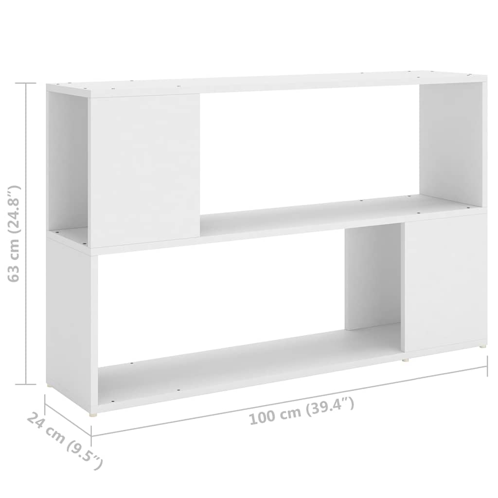 809170 vidaXL Book Cabinet White 100x24x63 cm Engineered Wood