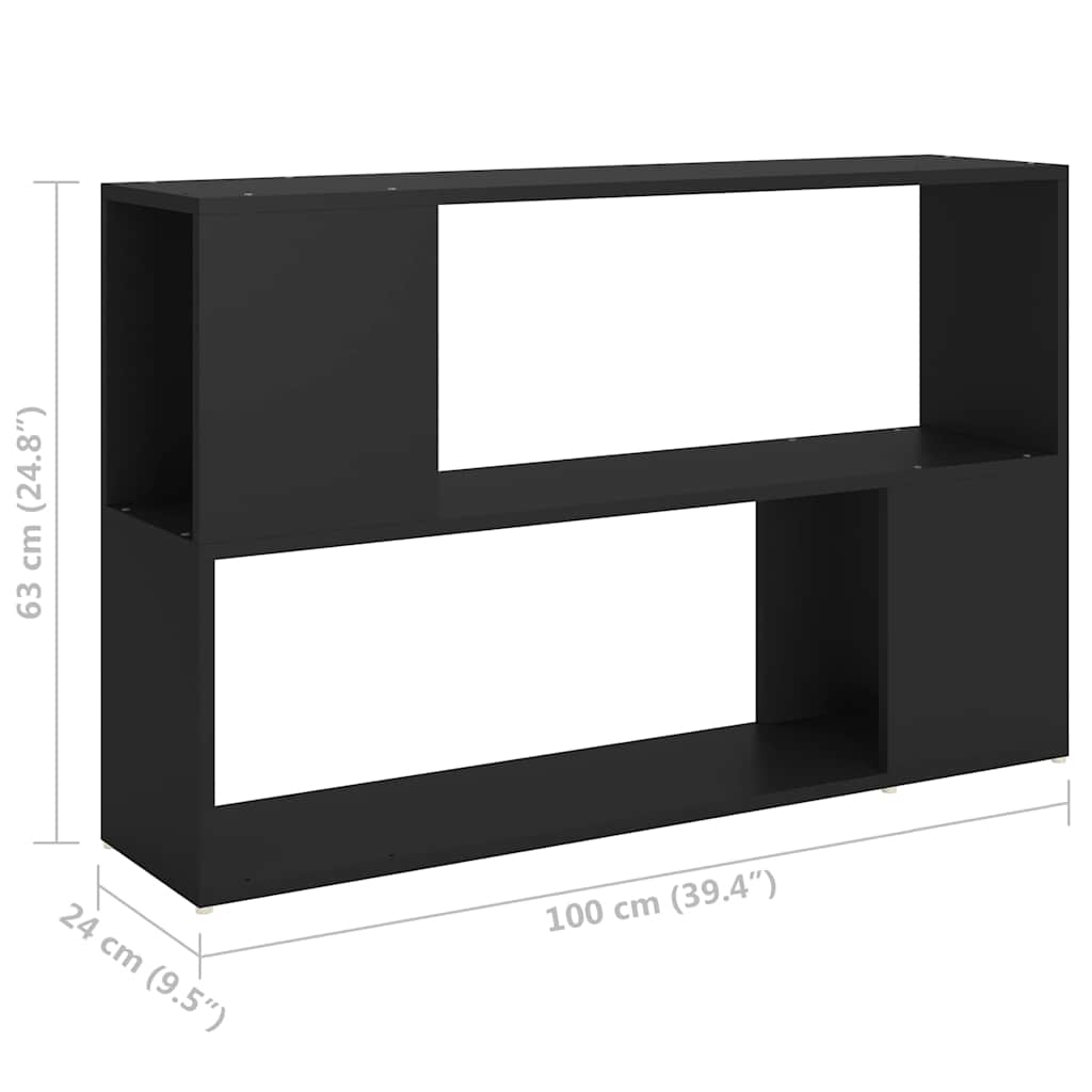 809171 vidaXL Book Cabinet Black 100x24x63 cm Engineered Wood