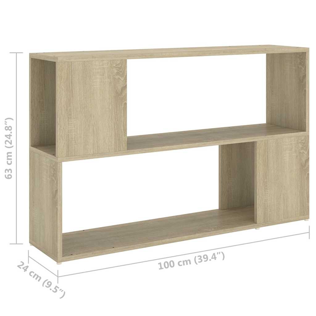 809173 vidaXL Book Cabinet Sonoma Oak 100x24x63 cm Engineered Wood