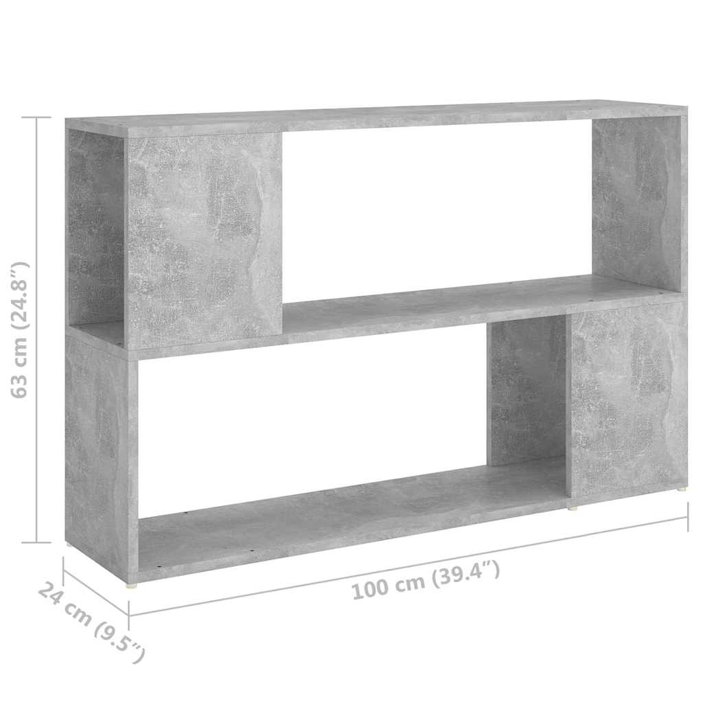 809174 vidaXL Book Cabinet Concrete Grey 100x24x63 cm Engineered Wood