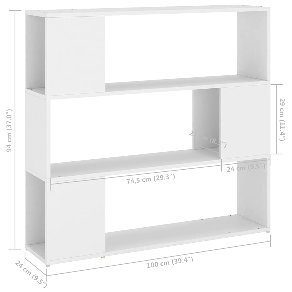 809179 vidaXL Book Cabinet Room Divider White 100x24x94 cm