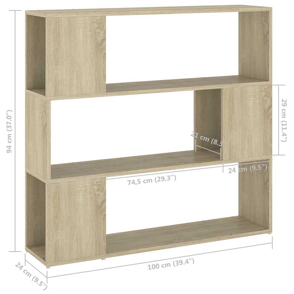 809182 vidaXL Book Cabinet Room Divider Sonoma Oak 100x24x94 cm