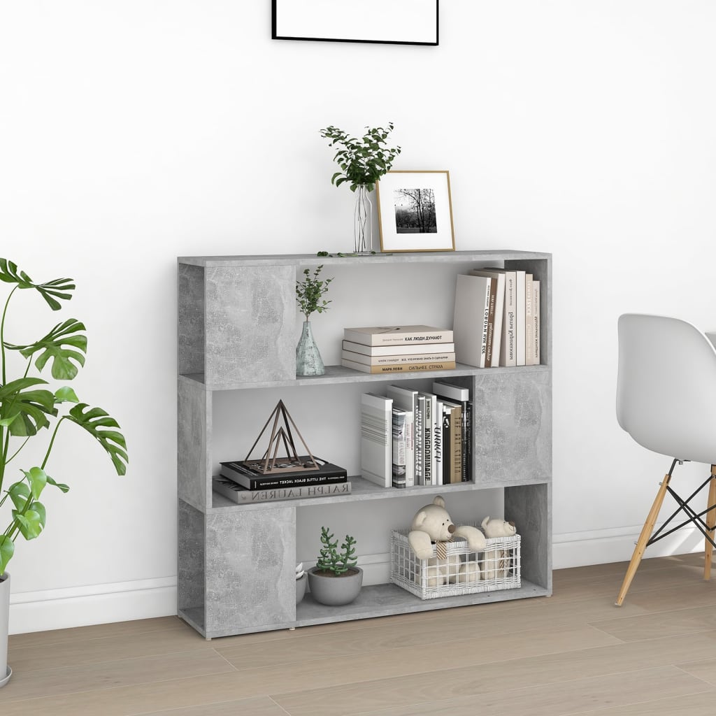 809183 vidaXL Book Cabinet Room Divider Concrete Grey 100x24x94 cm