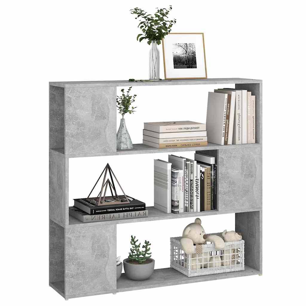 809183 vidaXL Book Cabinet Room Divider Concrete Grey 100x24x94 cm