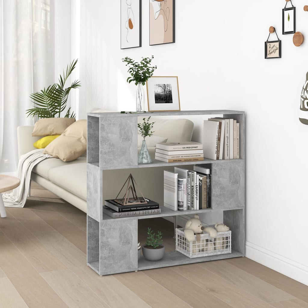 809183 vidaXL Book Cabinet Room Divider Concrete Grey 100x24x94 cm
